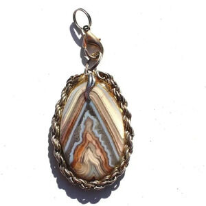 Vintage Gemstone (Agate Stone Geode Crystal) Necklace Pendant Jewelry   Conditio